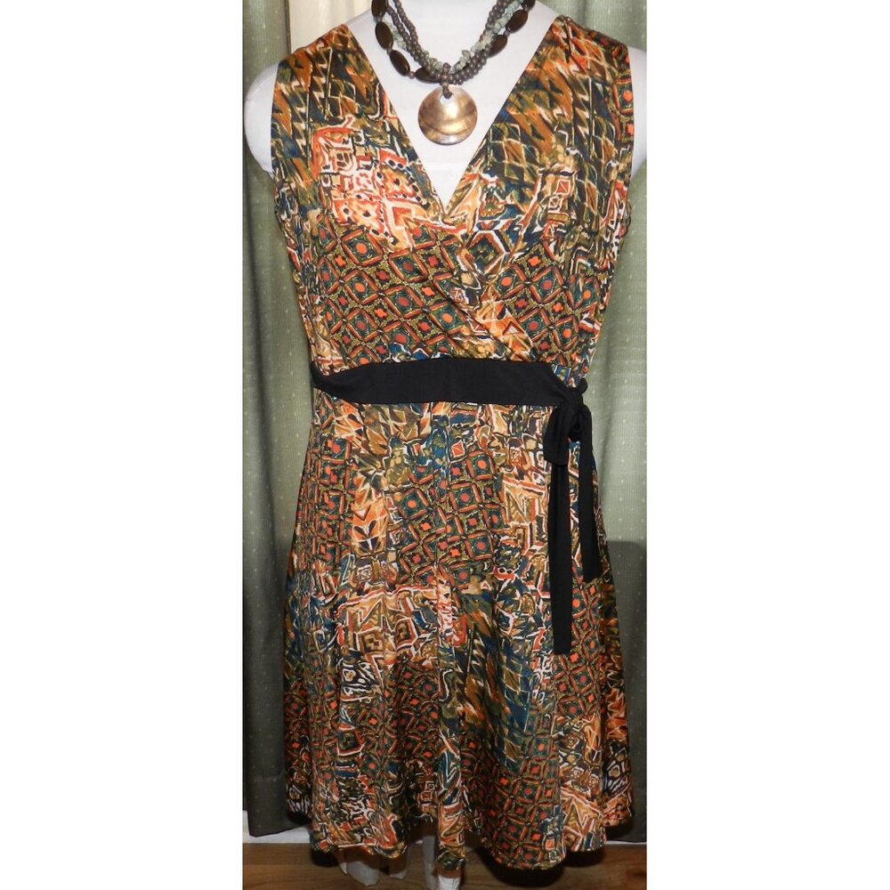 Ronni Nicole size PL slinky stretch blend artsy knee length dress sleeveless